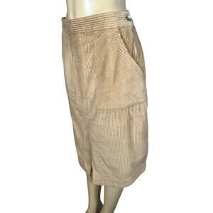 ByTiMo Skirt Womens Medium Beige Thick Corduroy Midi Pockets Anthropologie